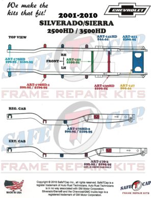 All SafeTCap® Frame Repair Kit Locations for Silverado/Sierra 2500HD