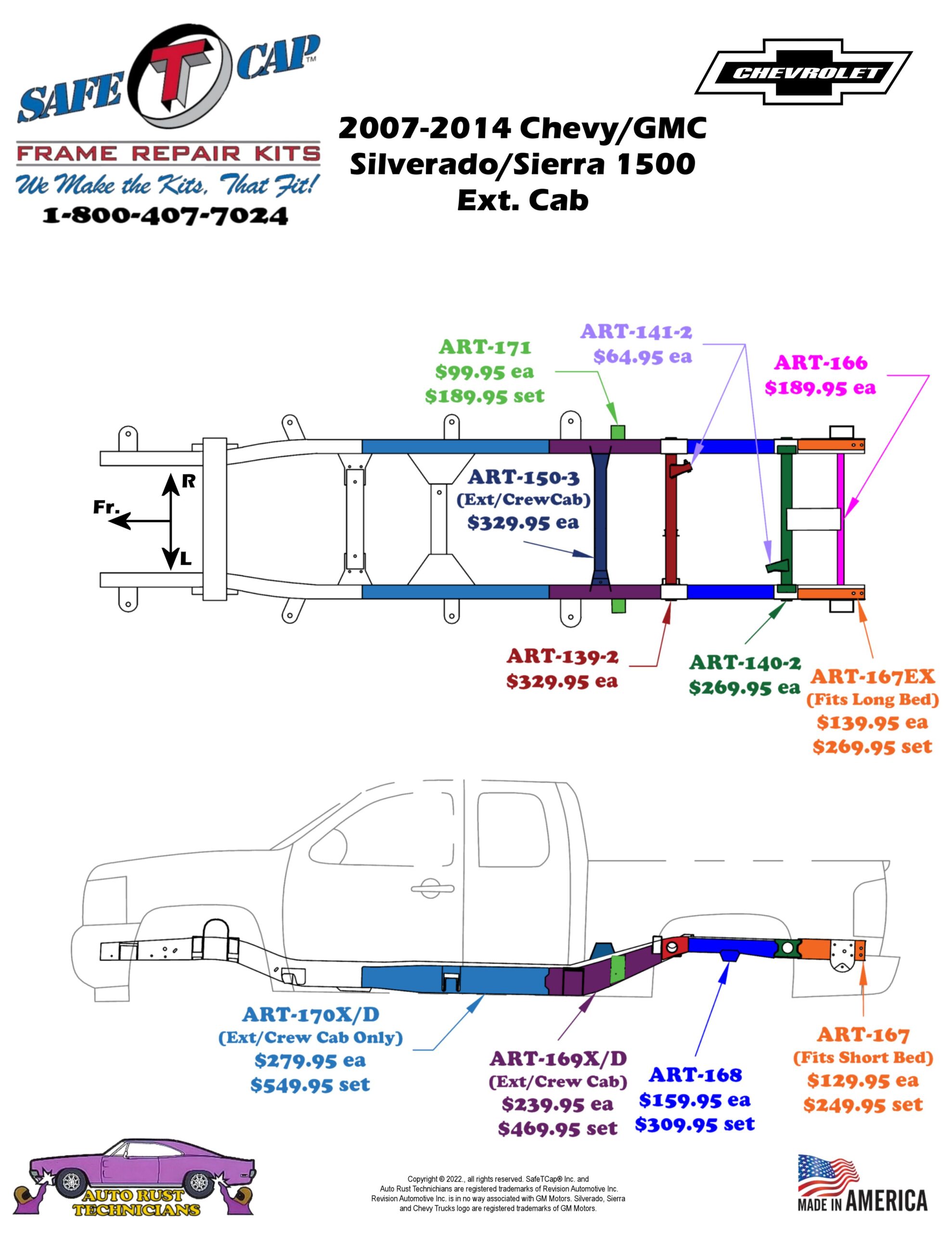 2007-2014 Silverado/Sierra 1500 Ext Cab SafeTCap® Wall Chart